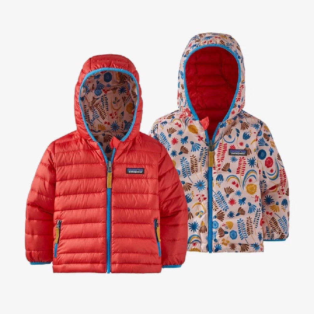 Patagonia Reversible Down Sweater Hoodie - Coral. Infant size 3-6 months~NWT
